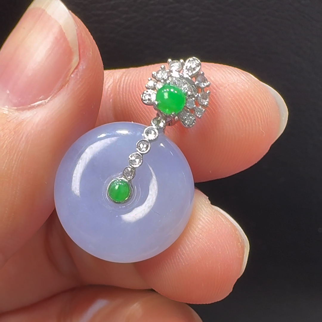 18K翡翠A貨玉器平安扣玉扣翡翠吊墜 整個26-16-6.5mm 2 18K翡翠A貨玉器平安扣玉扣翡翠吊墜 整個26-16-6.5mm - Image 2