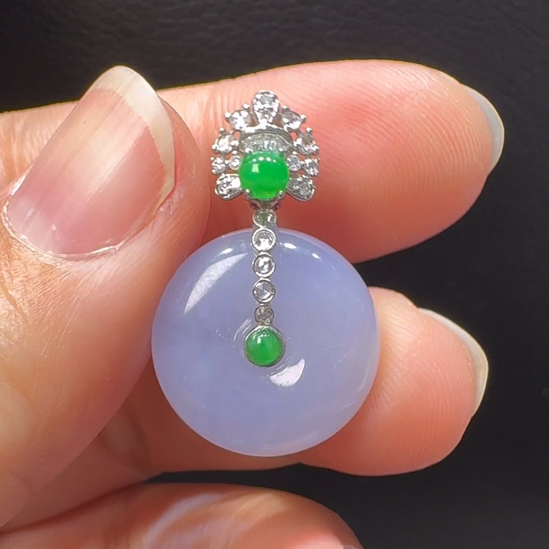 18K翡翠A貨玉器平安扣玉扣翡翠吊墜 整個26-16-6.5mm 3 18K翡翠A貨玉器平安扣玉扣翡翠吊墜 整個26-16-6.5mm - Image 3