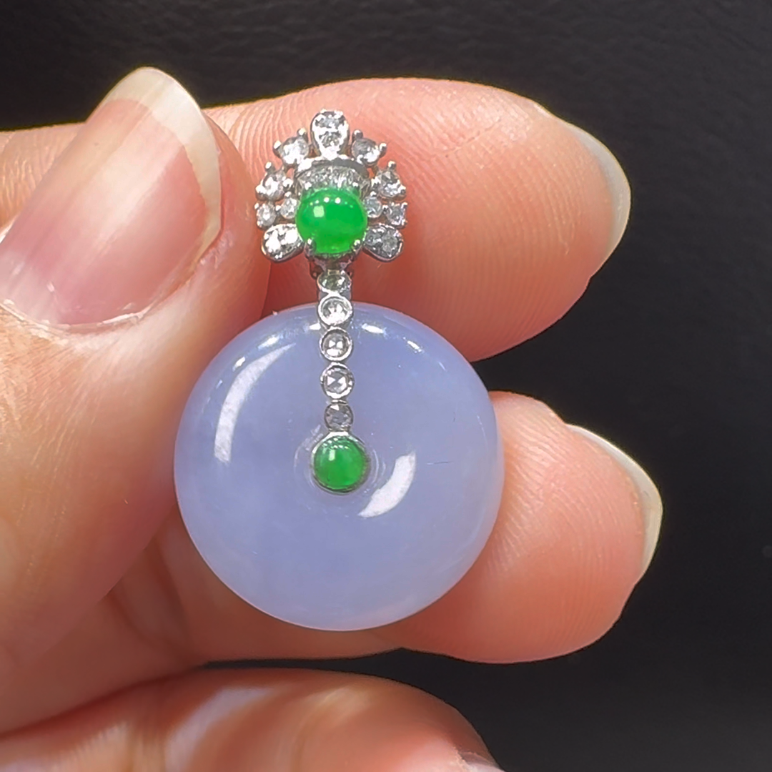 18K翡翠A貨玉器平安扣玉扣翡翠吊墜 整個26-16-6.5mm 5 18K翡翠A貨玉器平安扣玉扣翡翠吊墜 整個26-16-6.5mm - Image 5