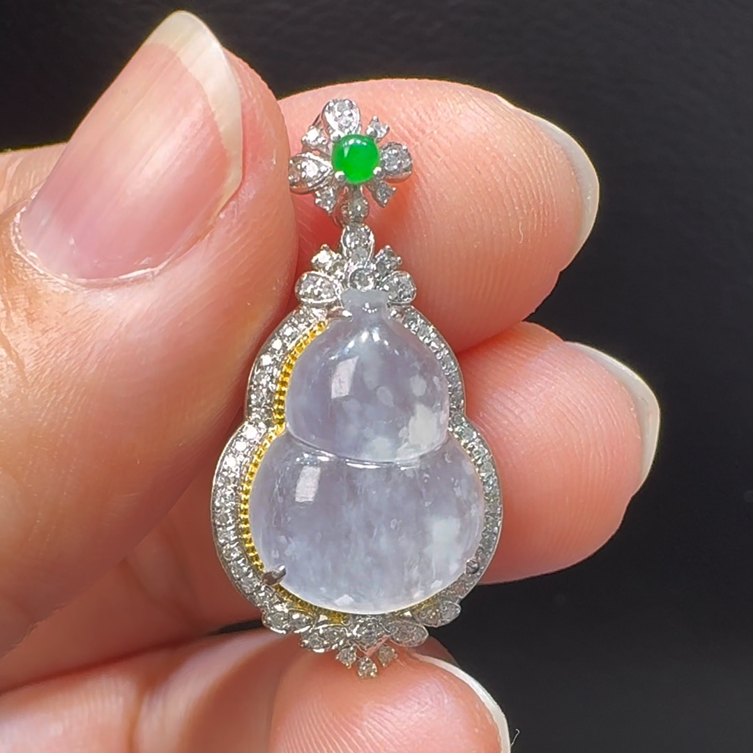 18K翡翠A貨玉器葫蘆翡翠吊墜 整個 29-15-9.5mm 2 18K翡翠A貨玉器葫蘆翡翠吊墜 整個 29-15-9.5mm - Image 2