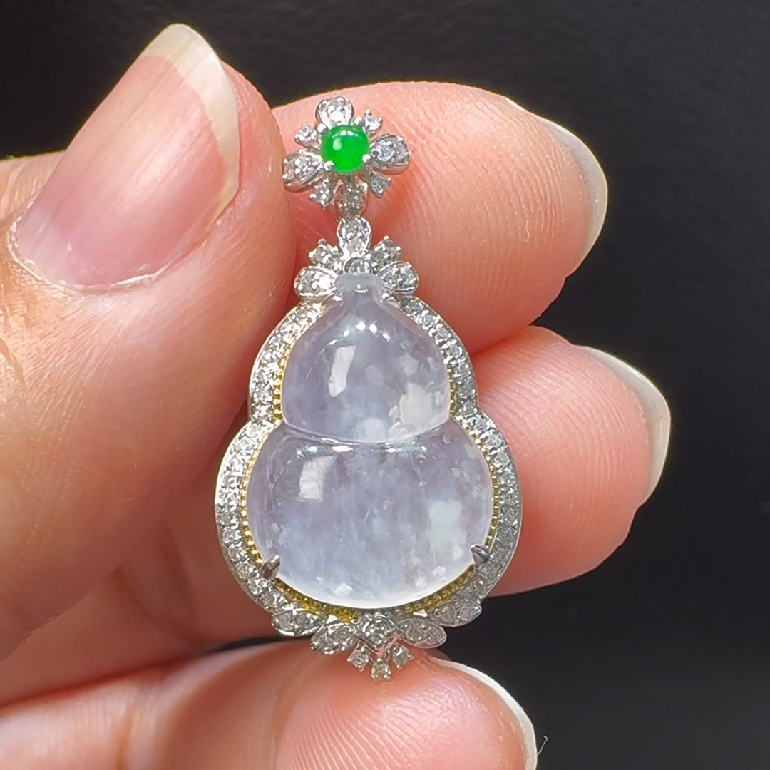 18K翡翠A貨玉器葫蘆翡翠吊墜 整個 29-15-9.5mm 3 18K翡翠A貨玉器葫蘆翡翠吊墜 整個 29-15-9.5mm - Image 3