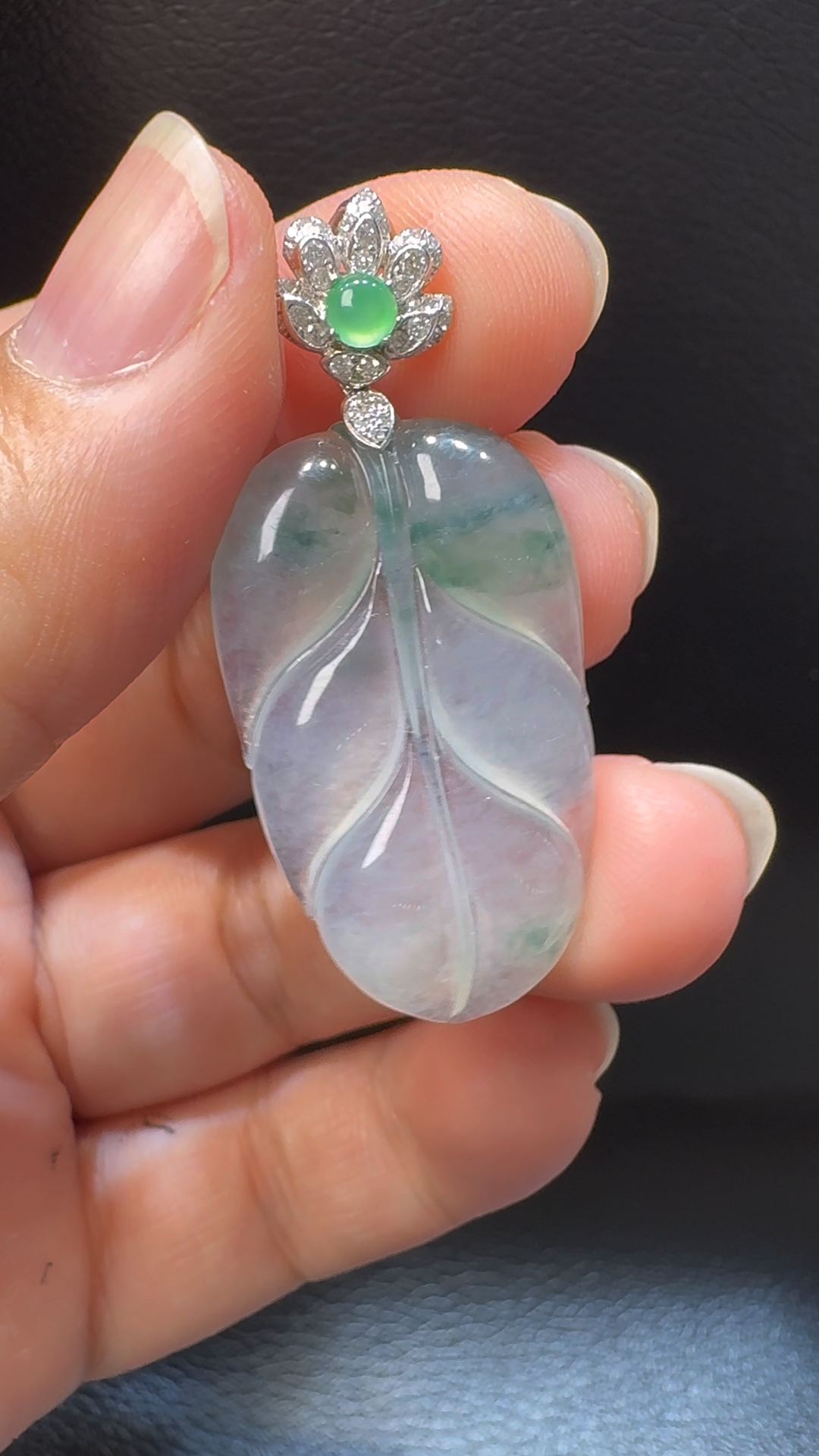 18K翡翠A貨玉器樹葉玉葉翡翠吊墜43-20-3.5mm 2 18K翡翠A貨玉器樹葉玉葉翡翠吊墜43-20-3.5mm - Image 2