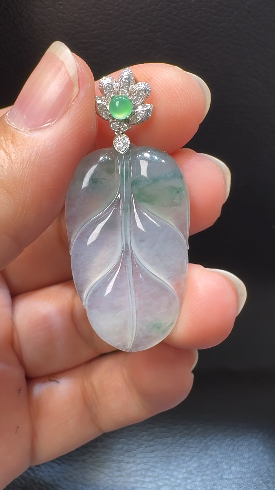 18K翡翠A貨玉器樹葉玉葉翡翠吊墜43-20-3.5mm 1 18K翡翠A貨玉器樹葉玉葉翡翠吊墜43-20-3.5mm