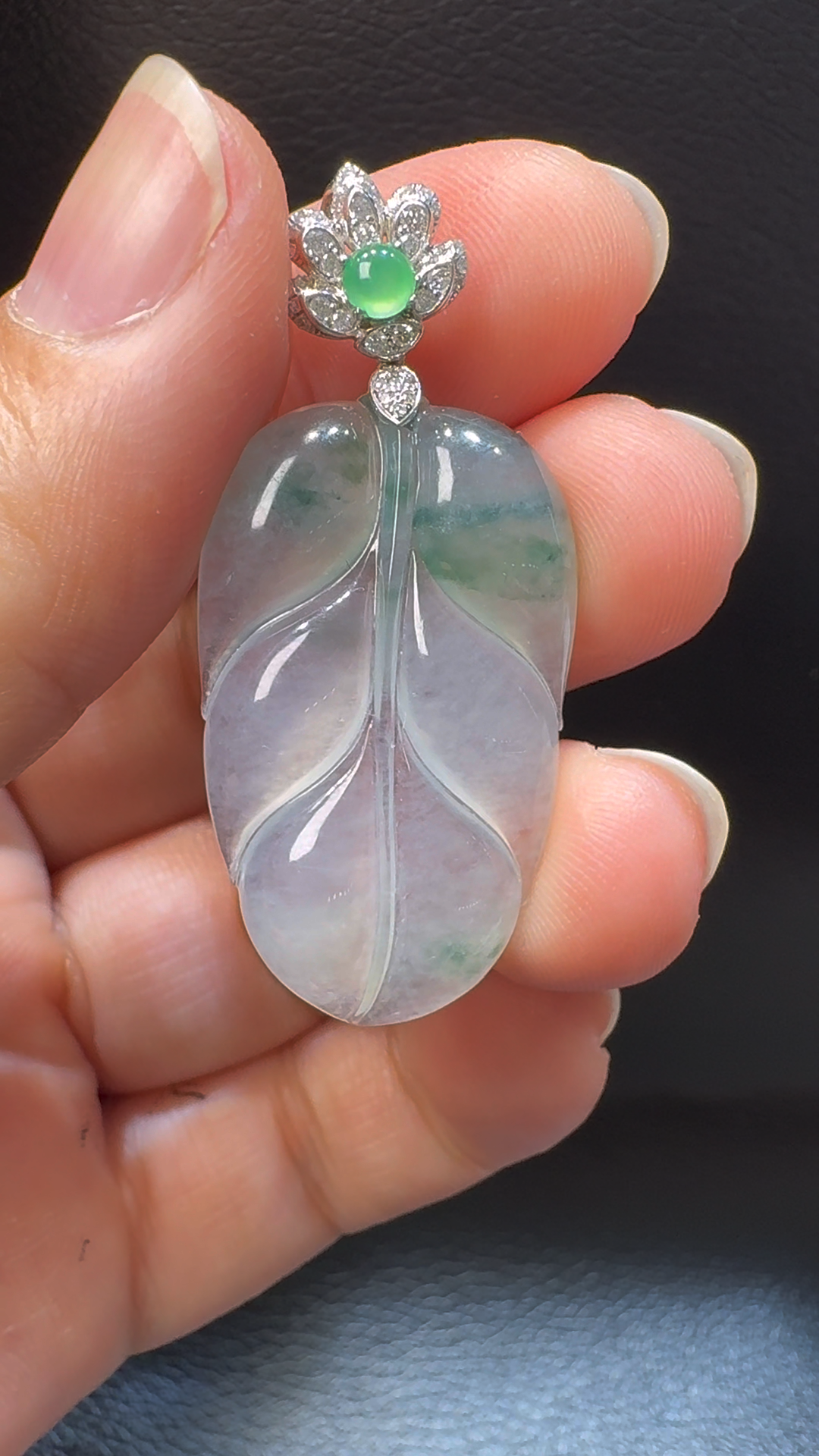 18K翡翠A貨玉器樹葉玉葉翡翠吊墜43-20-3.5mm 3 18K翡翠A貨玉器樹葉玉葉翡翠吊墜43-20-3.5mm - Image 3