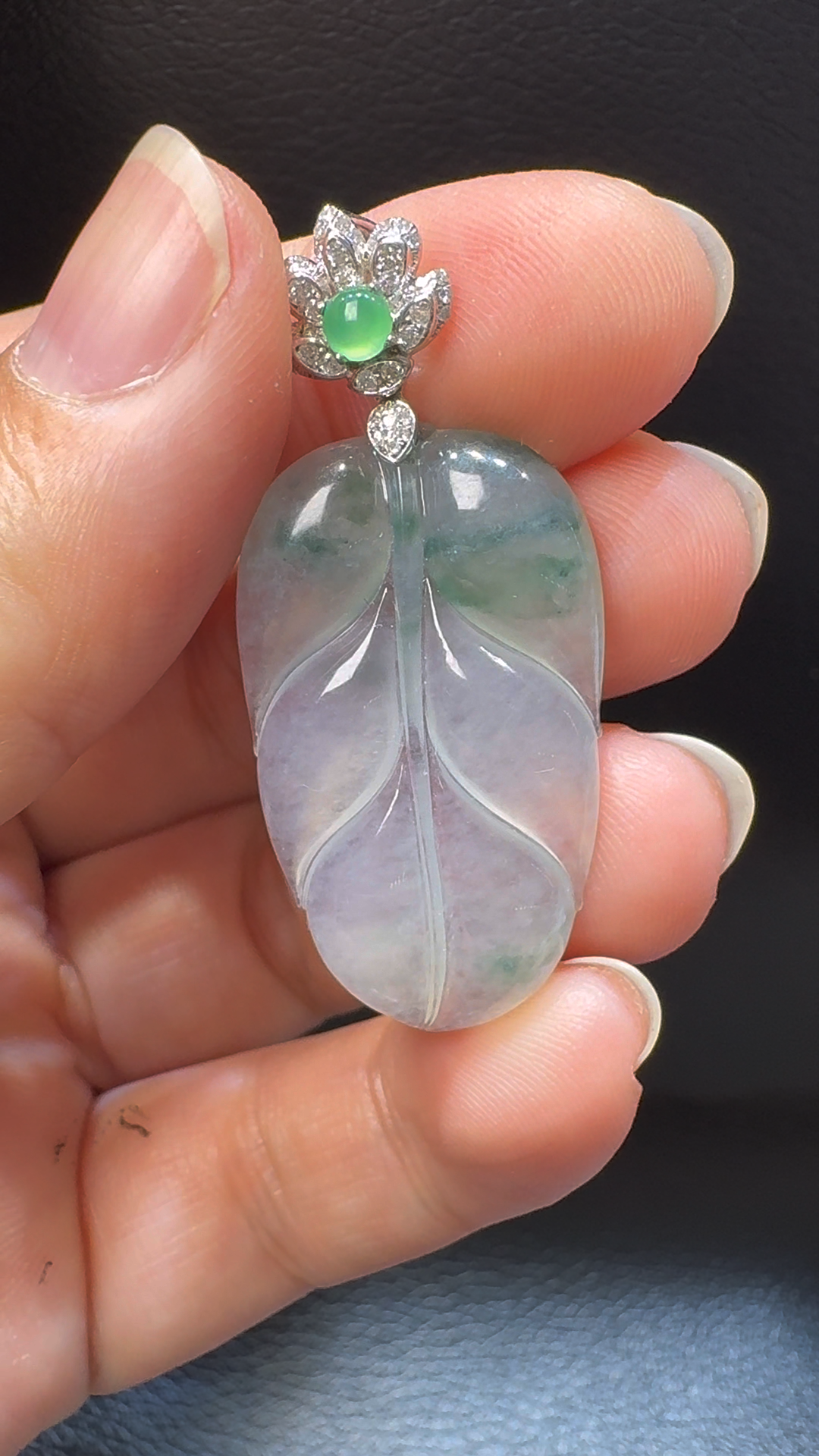 18K翡翠A貨玉器樹葉玉葉翡翠吊墜43-20-3.5mm 5 18K翡翠A貨玉器樹葉玉葉翡翠吊墜43-20-3.5mm - Image 5