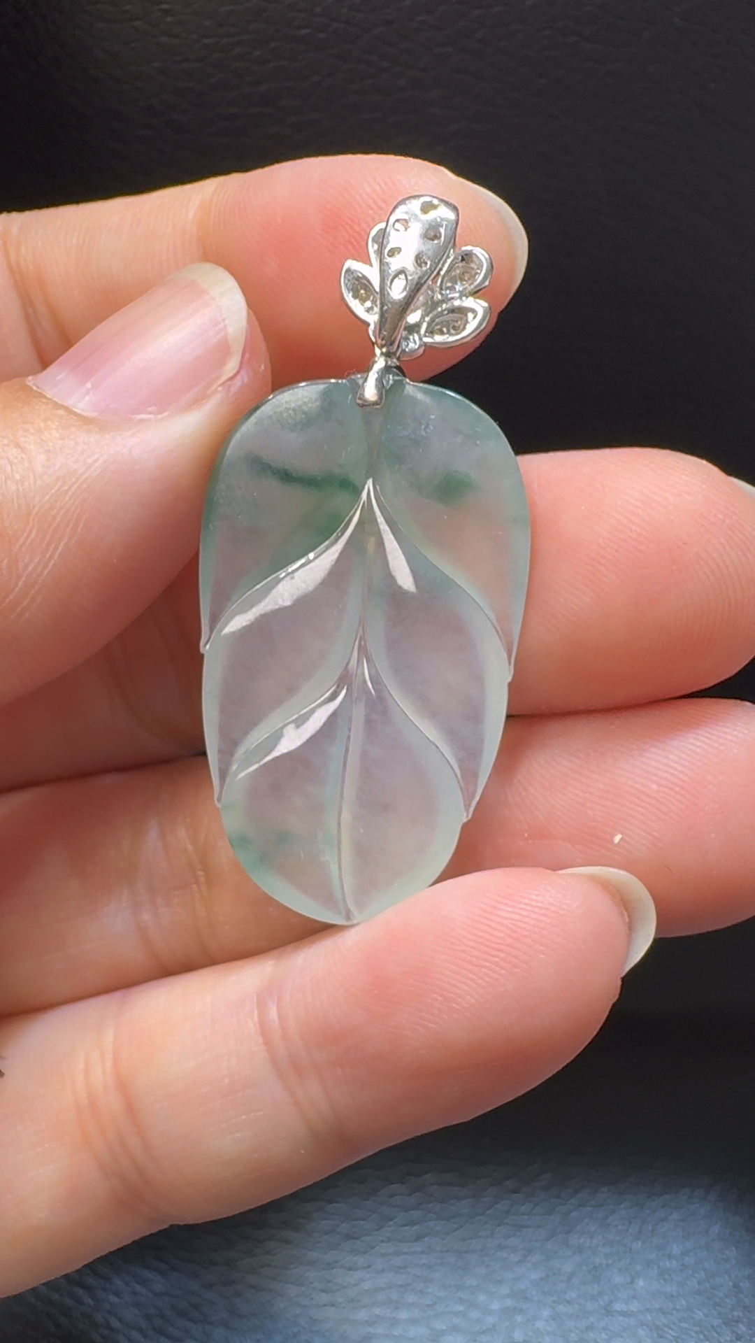 18K翡翠A貨玉器樹葉玉葉翡翠吊墜43-20-3.5mm 6 18K翡翠A貨玉器樹葉玉葉翡翠吊墜43-20-3.5mm - Image 6
