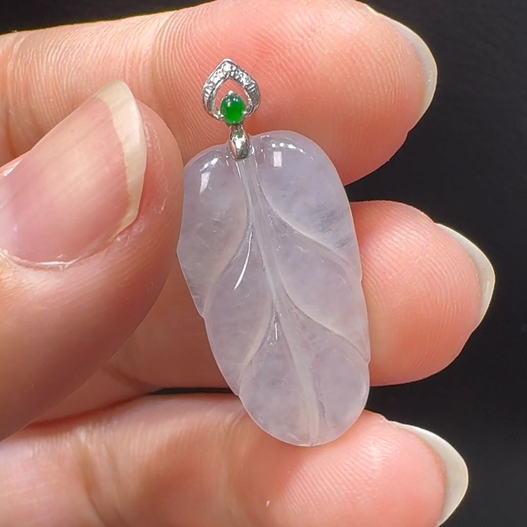 18K翡翠A貨玉器樹葉玉葉翡翠吊墜 整個29-13-4mm 3 18K翡翠A貨玉器樹葉玉葉翡翠吊墜 整個29-13-4mm - Image 3