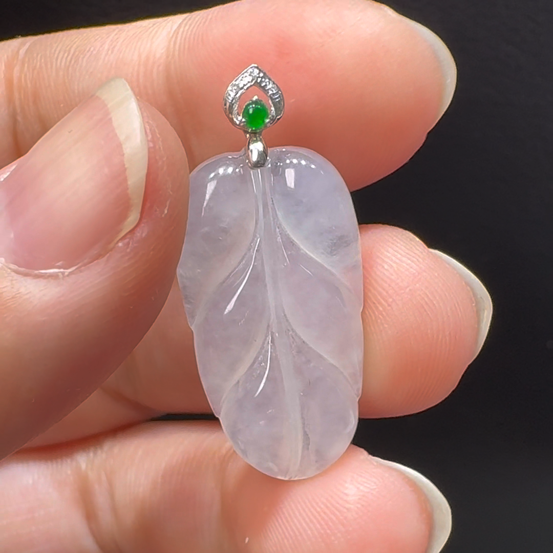 18K翡翠A貨玉器樹葉玉葉翡翠吊墜 整個29-13-4mm 4 18K翡翠A貨玉器樹葉玉葉翡翠吊墜 整個29-13-4mm - Image 4