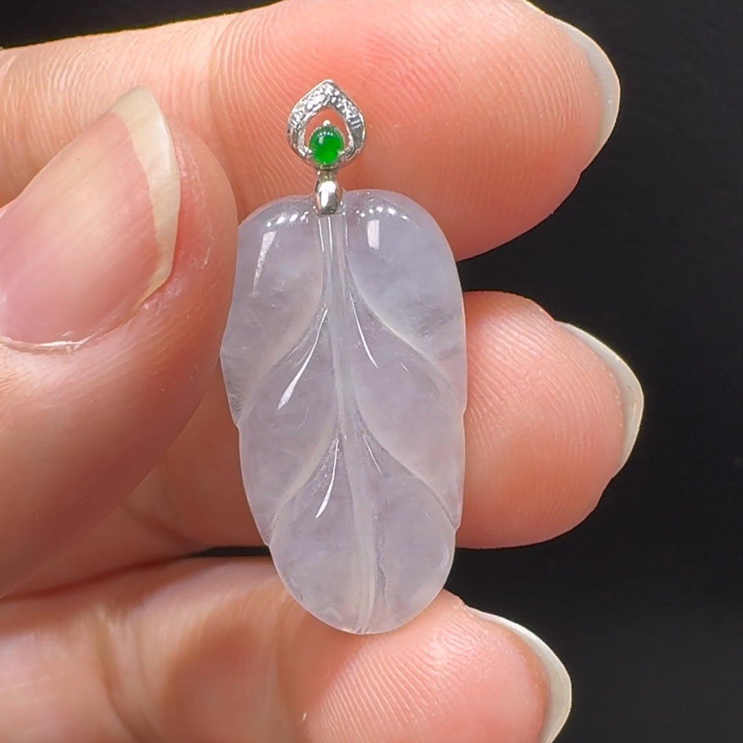 18K翡翠A貨玉器樹葉玉葉翡翠吊墜 整個29-13-4mm 5 18K翡翠A貨玉器樹葉玉葉翡翠吊墜 整個29-13-4mm - Image 5
