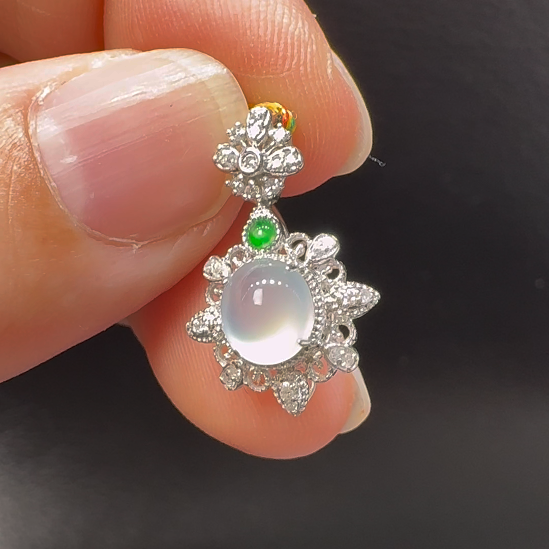 18K翡翠A貨玉器蛋面翡翠吊墜 整個20-13-8.5mm 主石6.1-5.5mm 2 18K翡翠A貨玉器蛋面翡翠吊墜 整個20-13-8.5mm 主石6.1-5.5mm - Image 2