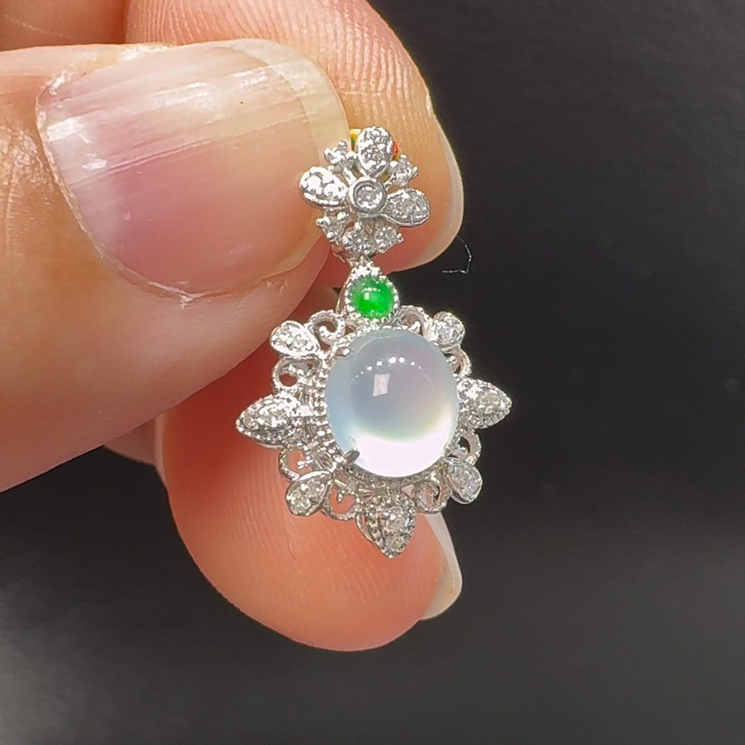 18K翡翠A貨玉器蛋面翡翠吊墜 整個20-13-8.5mm 主石6.1-5.5mm 4 18K翡翠A貨玉器蛋面翡翠吊墜 整個20-13-8.5mm 主石6.1-5.5mm - Image 4