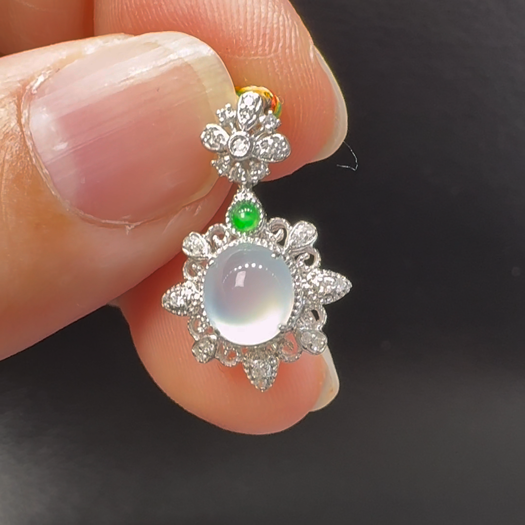 18K翡翠A貨玉器蛋面翡翠吊墜 整個20-13-8.5mm 主石6.1-5.5mm 5 18K翡翠A貨玉器蛋面翡翠吊墜 整個20-13-8.5mm 主石6.1-5.5mm - Image 5