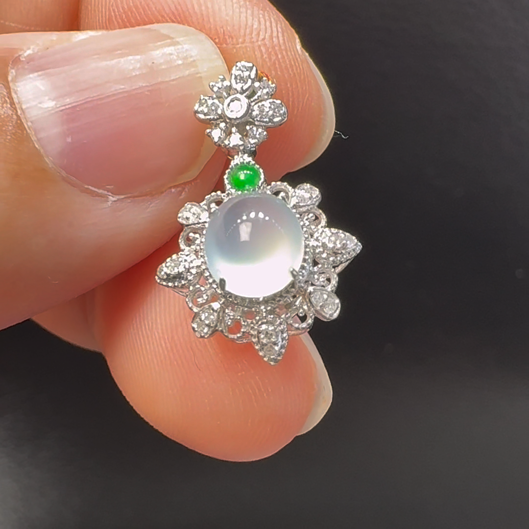 18K翡翠A貨玉器蛋面翡翠吊墜 整個20-13-8.5mm 主石6.1-5.5mm 6 18K翡翠A貨玉器蛋面翡翠吊墜 整個20-13-8.5mm 主石6.1-5.5mm - Image 6