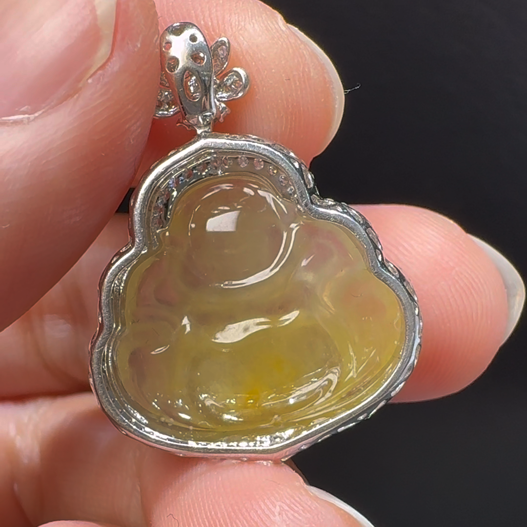 18K翡翠A貨玉器玉佛公彌勒佛翡翠吊墜 29-22-7.8mm 6 18K翡翠A貨玉器玉佛公彌勒佛翡翠吊墜 29-22-7.8mm - Image 6