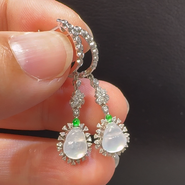 18K翡翠A貨玉器平安扣翡翠耳環 直徑7-6mm