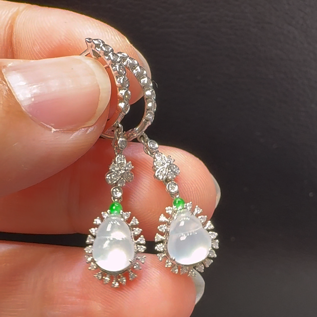 18K翡翠A貨玉器平安扣翡翠耳環 直徑7-6mm 2 18K翡翠A貨玉器平安扣翡翠耳環 直徑7-6mm - Image 2