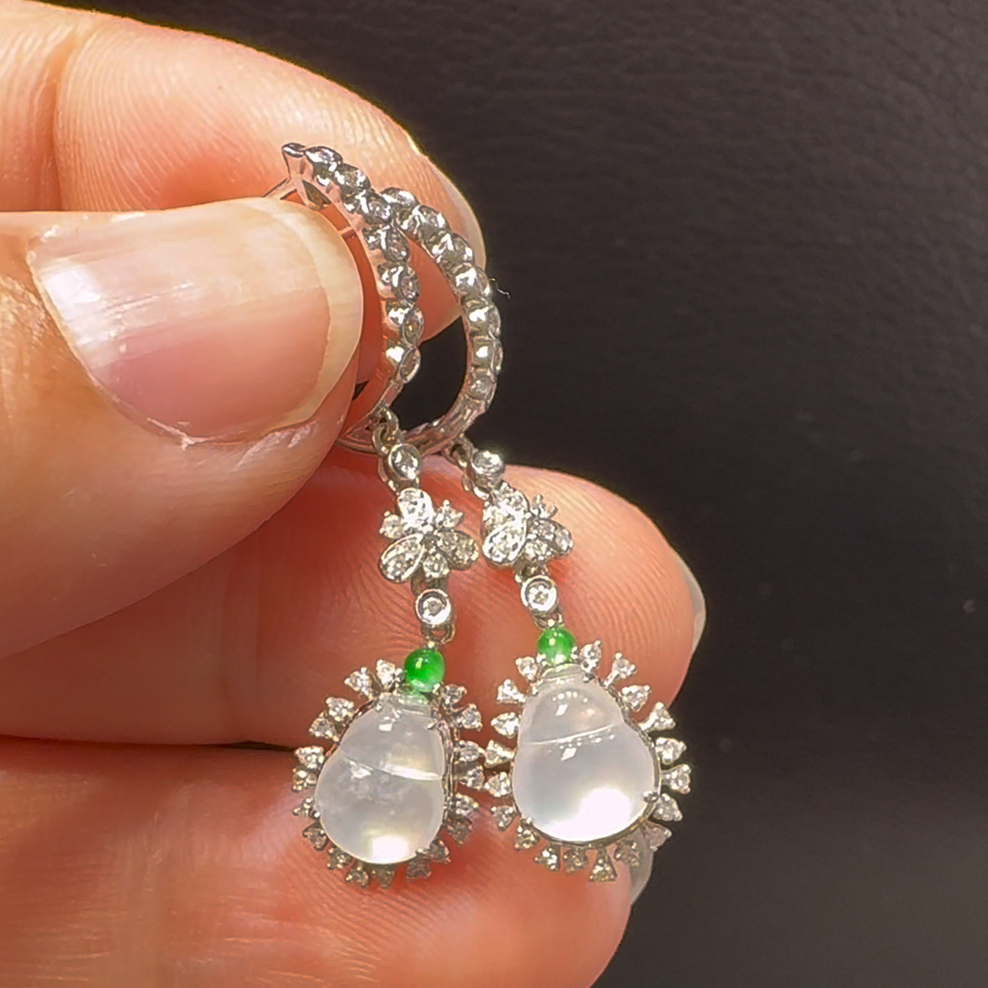 18K翡翠A貨玉器平安扣翡翠耳環 直徑7-6mm 3 18K翡翠A貨玉器平安扣翡翠耳環 直徑7-6mm - Image 3