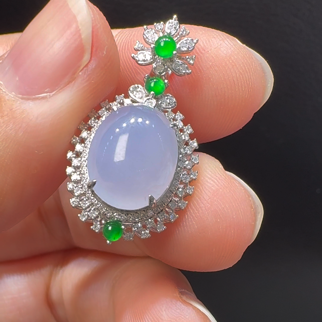 18K翡翠A貨玉器蛋面翡翠吊墜 整個27-15-11mm 2 18K翡翠A貨玉器蛋面翡翠吊墜 整個27-15-11mm - Image 2