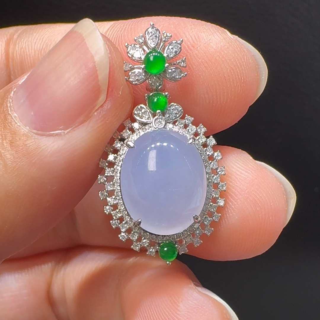 18K翡翠A貨玉器蛋面翡翠吊墜 整個27-15-11mm 3 18K翡翠A貨玉器蛋面翡翠吊墜 整個27-15-11mm - Image 3