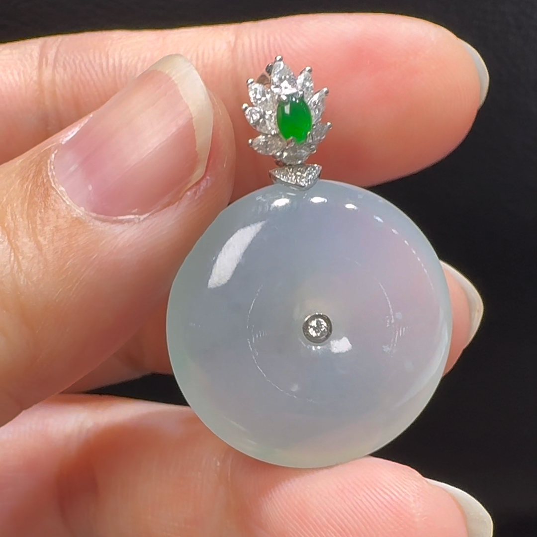 18K翡翠A貨玉器平安扣玉扣翡翠吊墜 整個33-24-6.3mm 2 18K翡翠A貨玉器平安扣玉扣翡翠吊墜 整個33-24-6.3mm - Image 2