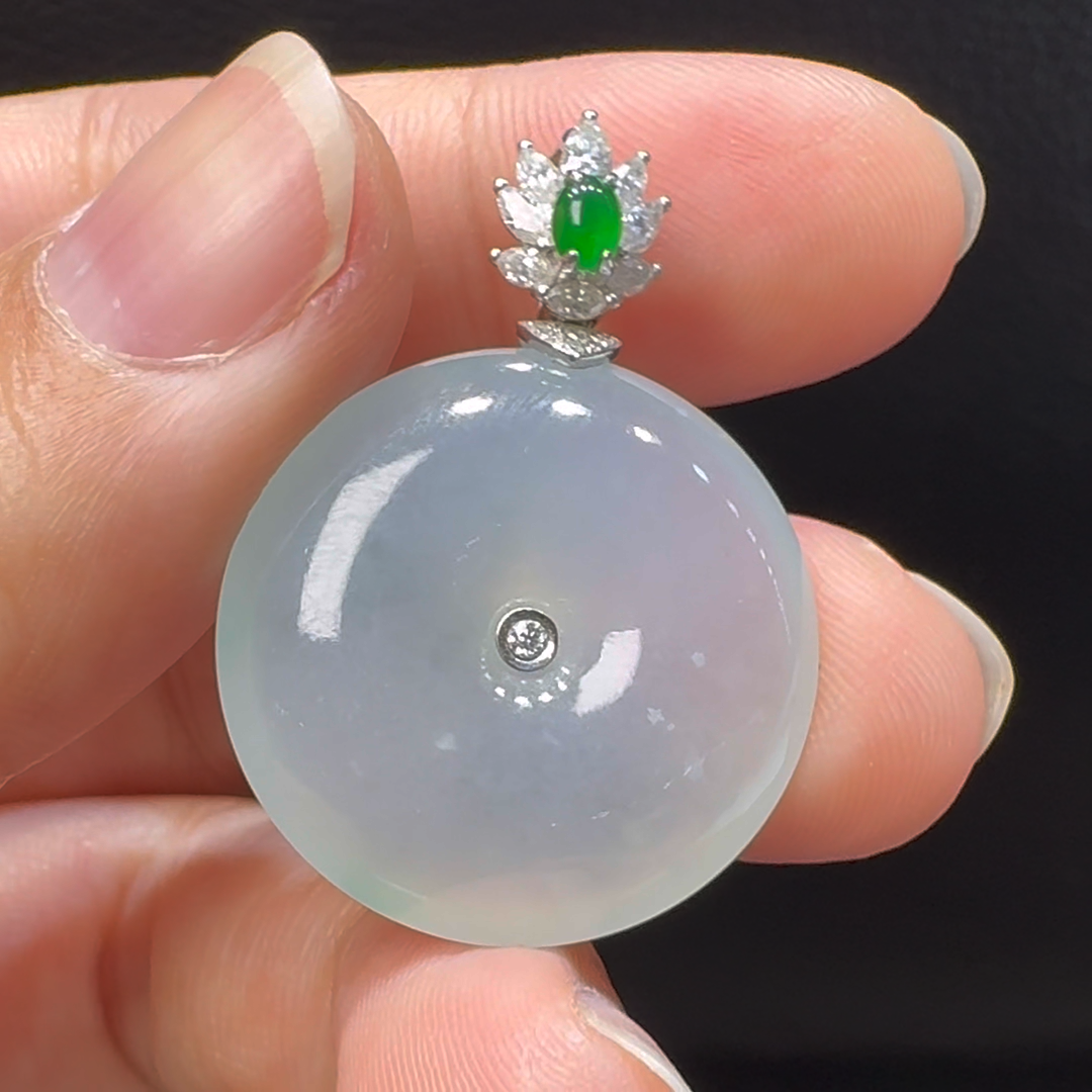 18K翡翠A貨玉器平安扣玉扣翡翠吊墜 整個33-24-6.3mm 3 18K翡翠A貨玉器平安扣玉扣翡翠吊墜 整個33-24-6.3mm - Image 3