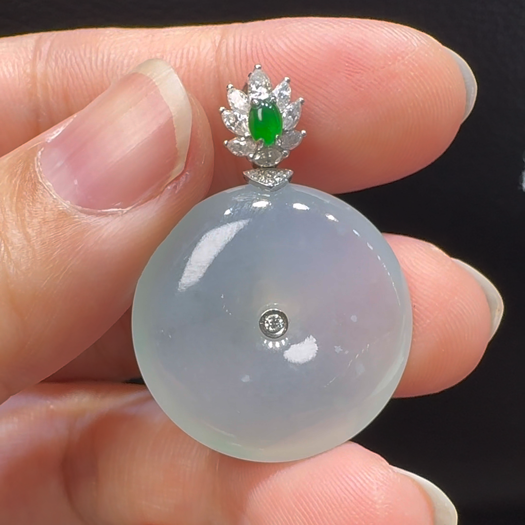 18K翡翠A貨玉器平安扣玉扣翡翠吊墜 整個33-24-6.3mm 4 18K翡翠A貨玉器平安扣玉扣翡翠吊墜 整個33-24-6.3mm - Image 4