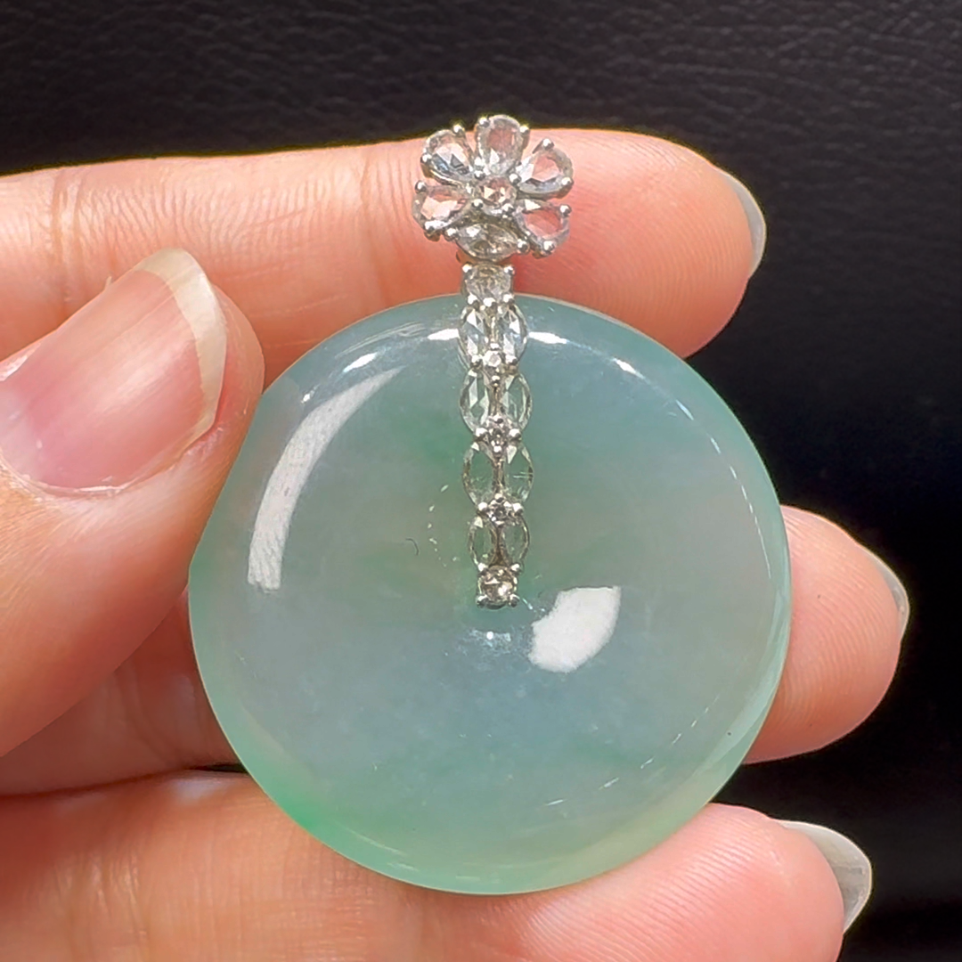 18K翡翠A貨玉器平安扣玉扣翡翠吊墜 整個41-32-5.6mm 2 18K翡翠A貨玉器平安扣玉扣翡翠吊墜 整個41-32-5.6mm - Image 2