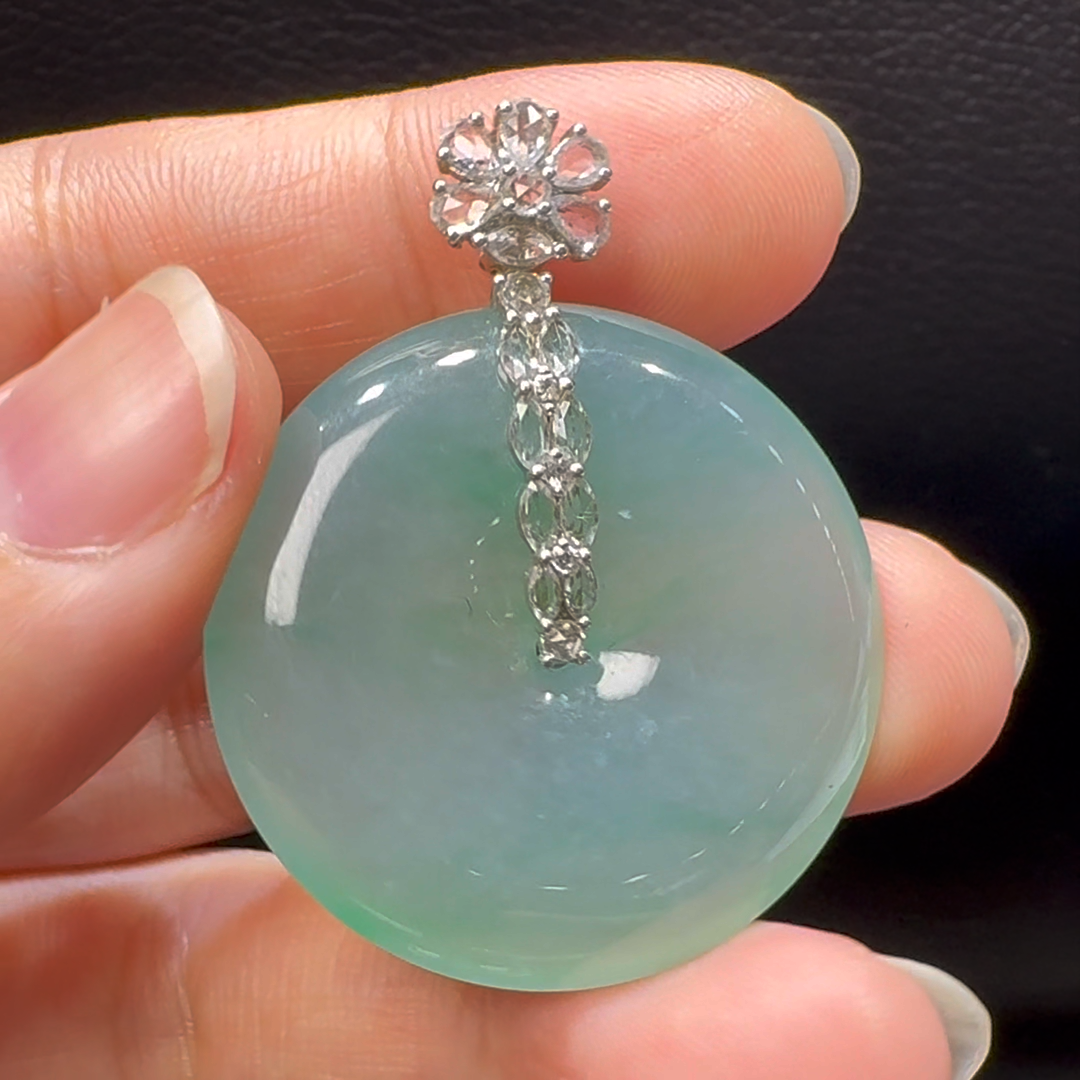 18K翡翠A貨玉器平安扣玉扣翡翠吊墜 整個41-32-5.6mm 4 18K翡翠A貨玉器平安扣玉扣翡翠吊墜 整個41-32-5.6mm - Image 4