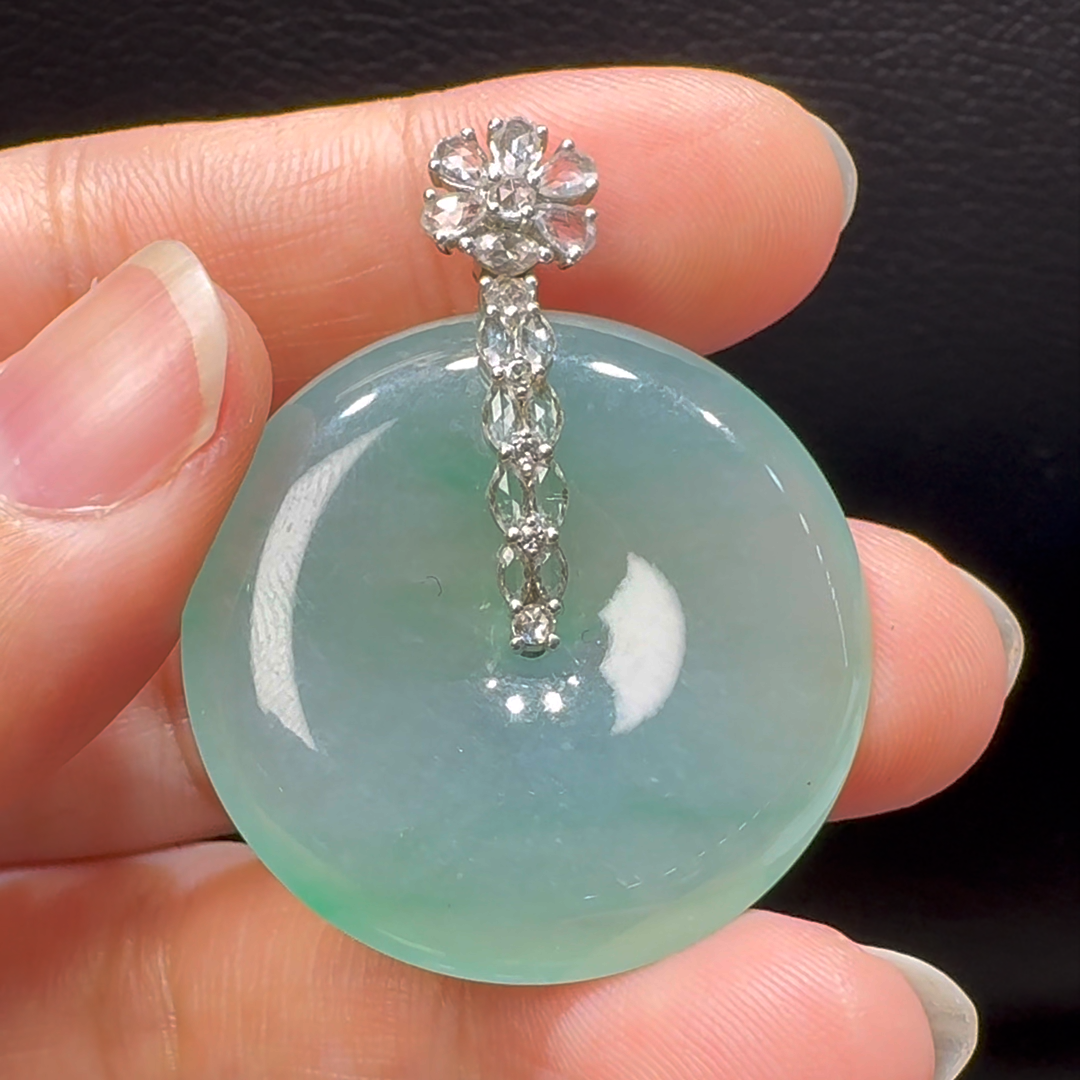 18K翡翠A貨玉器平安扣玉扣翡翠吊墜 整個41-32-5.6mm 5 18K翡翠A貨玉器平安扣玉扣翡翠吊墜 整個41-32-5.6mm - Image 5