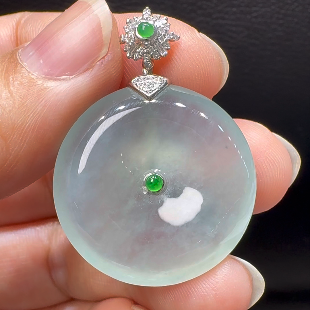 18K翡翠A貨玉器平安扣玉扣翡翠吊墜 整個38-28-6.3 1 18K翡翠A貨玉器平安扣玉扣翡翠吊墜 整個38-28-6.3