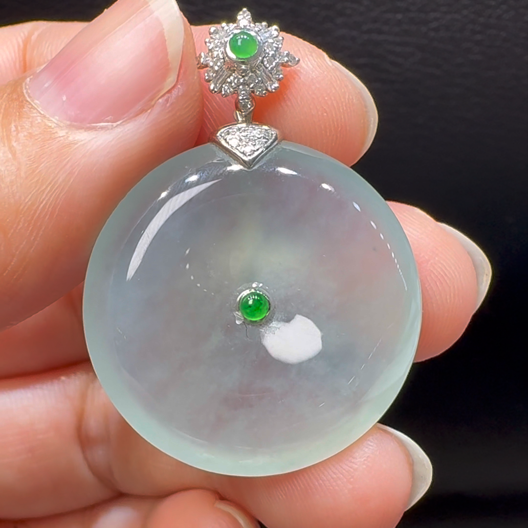 18K翡翠A貨玉器平安扣玉扣翡翠吊墜 整個38-28-6.3 2 18K翡翠A貨玉器平安扣玉扣翡翠吊墜 整個38-28-6.3 - Image 2