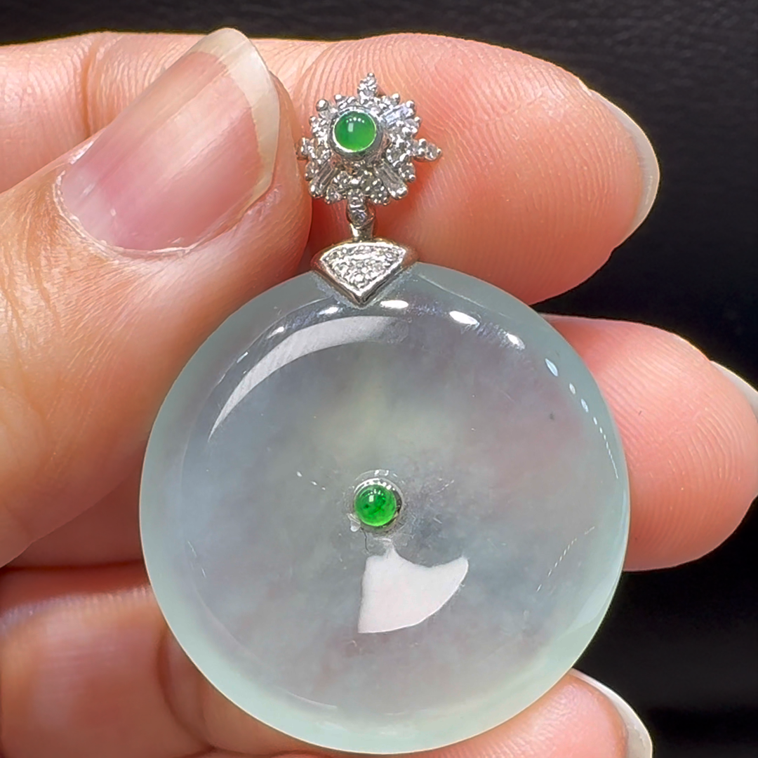 18K翡翠A貨玉器平安扣玉扣翡翠吊墜 整個38-28-6.3 5 18K翡翠A貨玉器平安扣玉扣翡翠吊墜 整個38-28-6.3 - Image 5