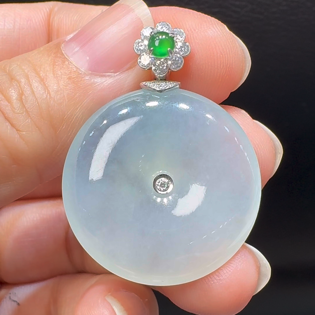 18K翡翠A貨玉器平安扣玉扣翡翠吊墜 整個37-27-6mm 1 18K翡翠A貨玉器平安扣玉扣翡翠吊墜 整個37-27-6mm