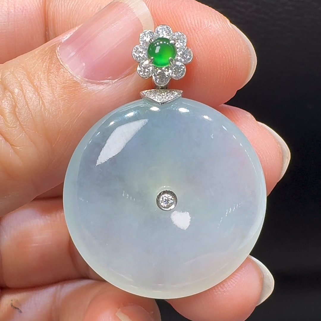 18K翡翠A貨玉器平安扣玉扣翡翠吊墜 整個37-27-6mm 2 18K翡翠A貨玉器平安扣玉扣翡翠吊墜 整個37-27-6mm - Image 2