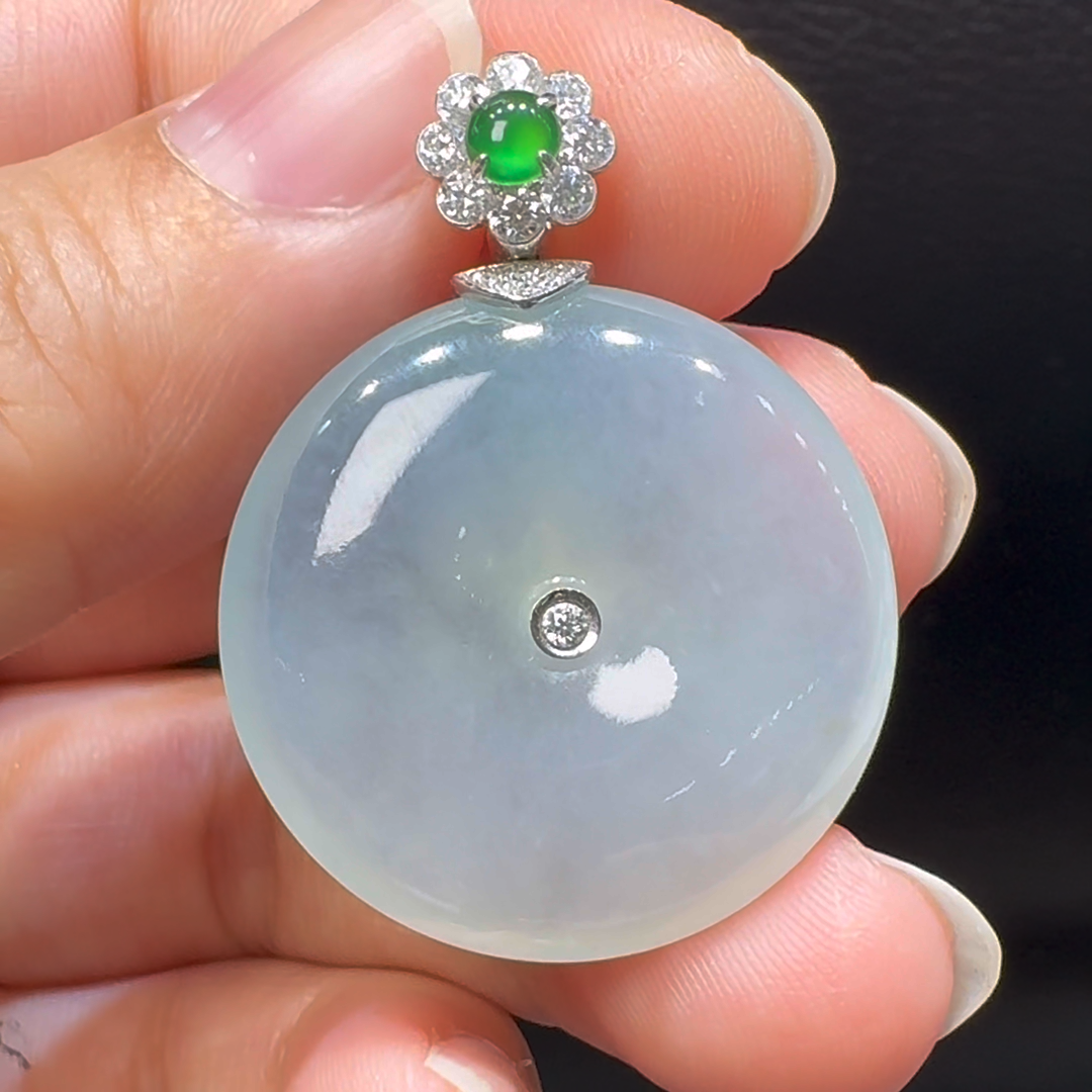 18K翡翠A貨玉器平安扣玉扣翡翠吊墜 整個37-27-6mm 3 18K翡翠A貨玉器平安扣玉扣翡翠吊墜 整個37-27-6mm - Image 3