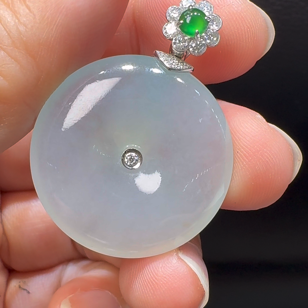 18K翡翠A貨玉器平安扣玉扣翡翠吊墜 整個37-27-6mm 4 18K翡翠A貨玉器平安扣玉扣翡翠吊墜 整個37-27-6mm - Image 4