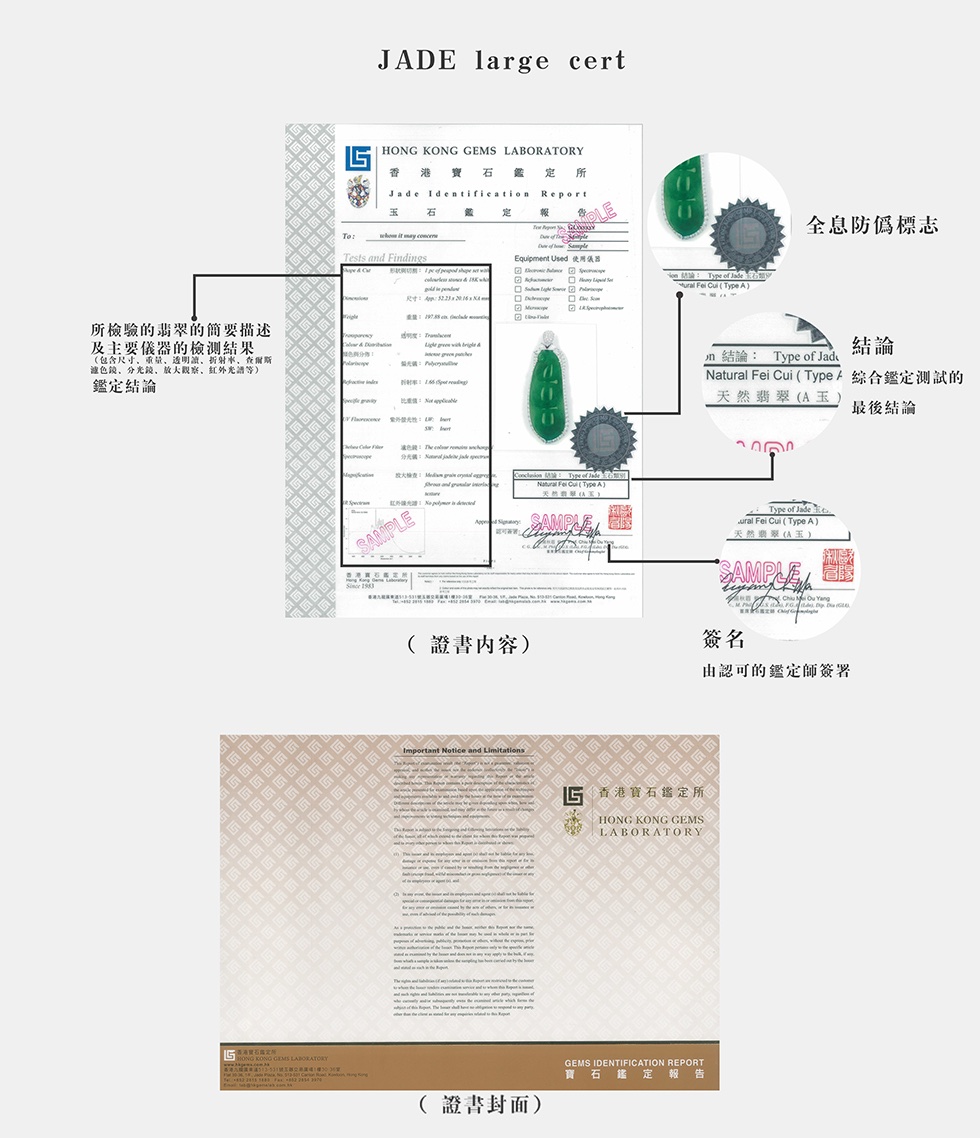 香港翡翠鑑定證書 增值服務 - 提升信心、確保品質 1 香港翡翠鑑定證書 增值服務 - 提升信心、確保品質