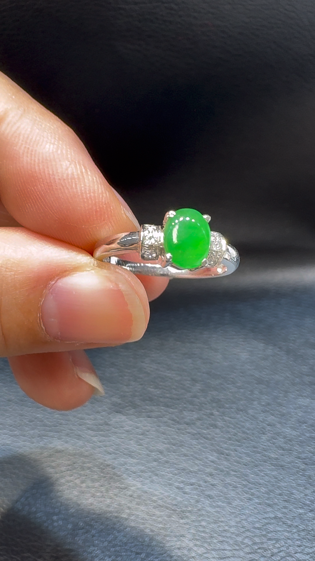 18K翡翠A貨玉器翡翠蛋面翡翠戒指 主石6.7-5.3mm 7 18K翡翠A貨玉器翡翠蛋面翡翠戒指 主石6.7-5.3mm - Image 7