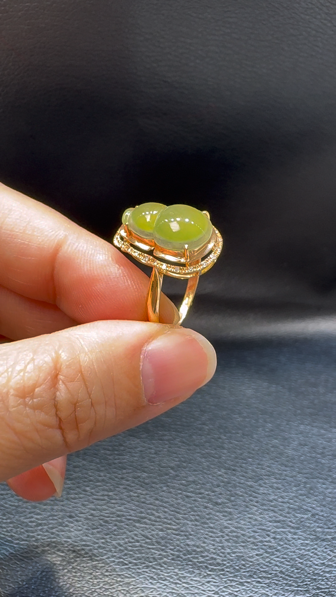 18K翡翠A貨玉器黃翡葫蘆翡翠戒指 主石14-8.6mm 5 18K翡翠A貨玉器黃翡葫蘆翡翠戒指 主石14-8.6mm - Image 5