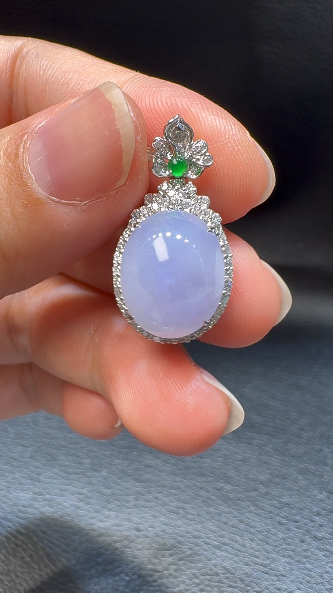 18K翡翠A貨玉器蛋面翡翠吊墜 25-13-10mm 主石14-11-4mm 2 18K翡翠A貨玉器蛋面翡翠吊墜 25-13-10mm 主石14-11-4mm - Image 2