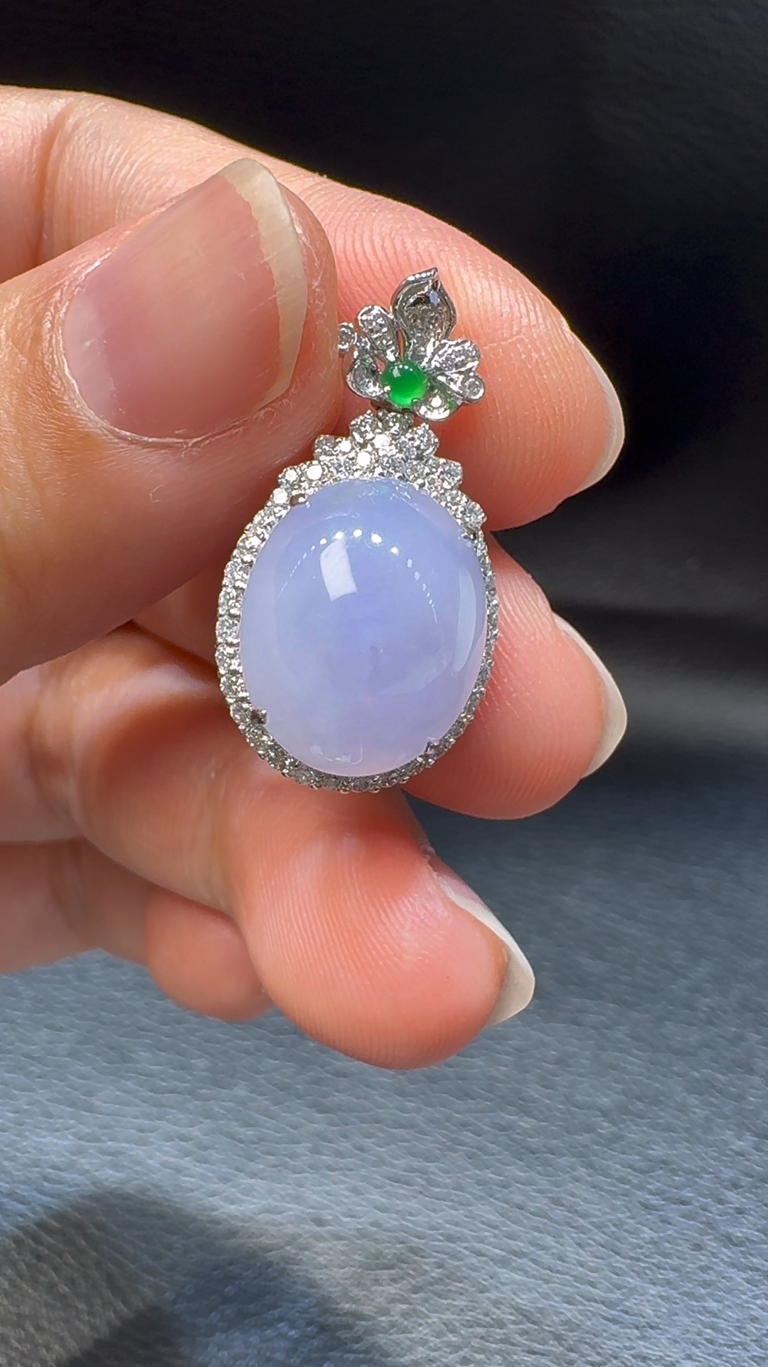 18K翡翠A貨玉器蛋面翡翠吊墜 25-13-10mm 主石14-11-4mm 3 18K翡翠A貨玉器蛋面翡翠吊墜 25-13-10mm 主石14-11-4mm - Image 3