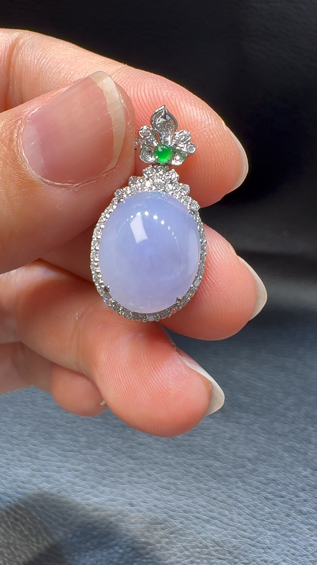 18K翡翠A貨玉器蛋面翡翠吊墜 25-13-10mm 主石14-11-4mm 5 18K翡翠A貨玉器蛋面翡翠吊墜 25-13-10mm 主石14-11-4mm - Image 5