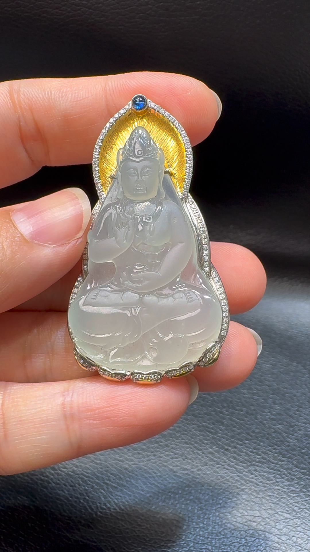 18K翡翠A貨玉器觀音翡翠吊墜 整個 52-30-9mm 5 18K翡翠A貨玉器觀音翡翠吊墜 整個 52-30-9mm - Image 5