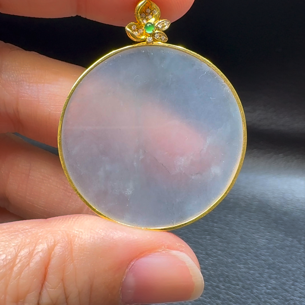 18K翡翠A貨玉器無事牌翡翠吊墜 整個 40-32-3.2mm