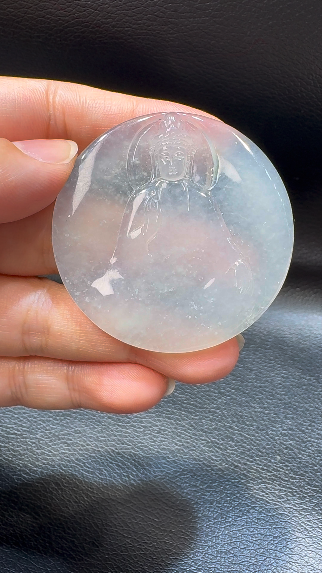 18K翡翠A貨玉器觀音翡翠吊墜 整個 49-5mm 2 18K翡翠A貨玉器觀音翡翠吊墜 整個 49-5mm - Image 2