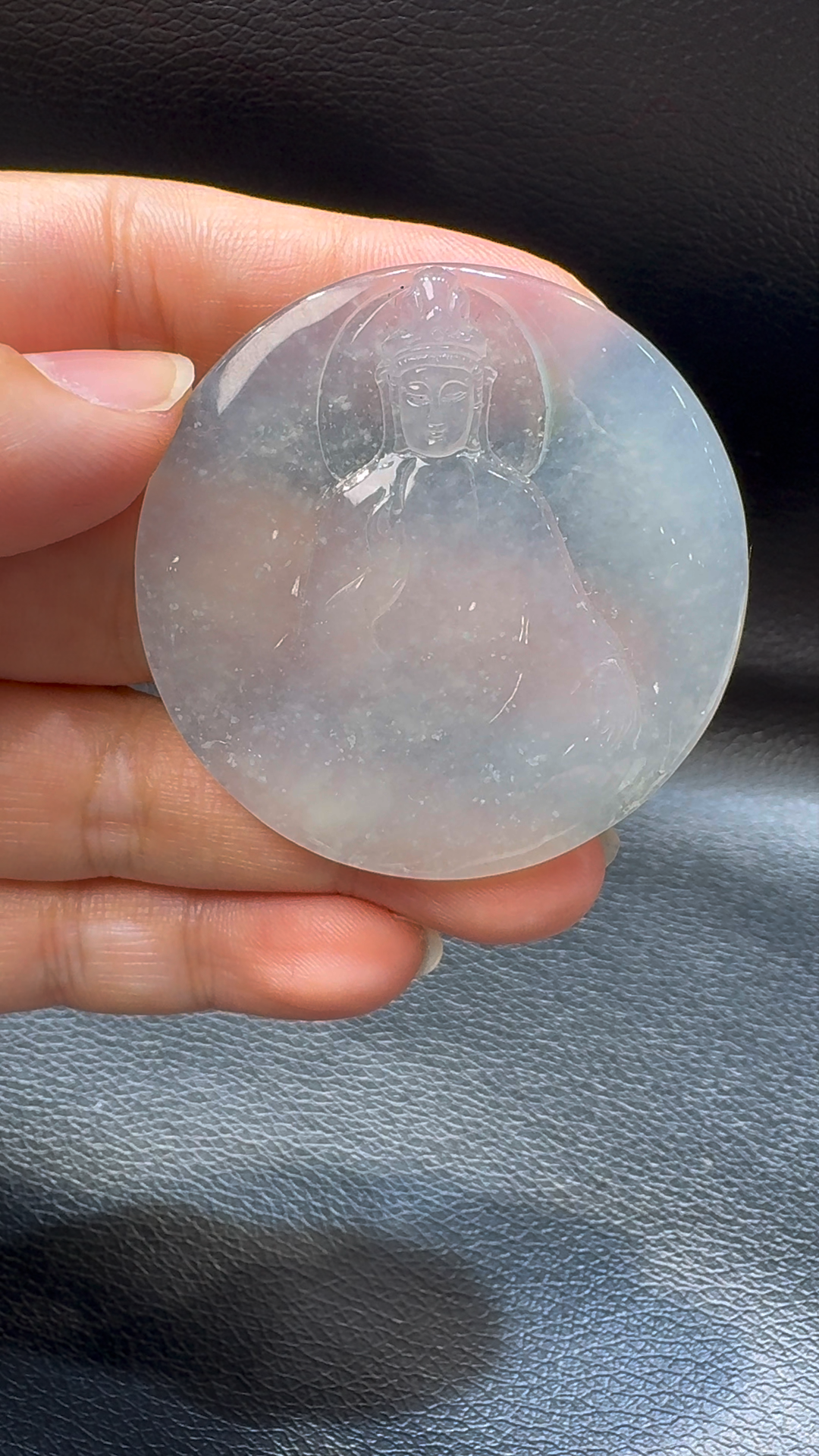 18K翡翠A貨玉器觀音翡翠吊墜 整個 49-5mm 3 18K翡翠A貨玉器觀音翡翠吊墜 整個 49-5mm - Image 3