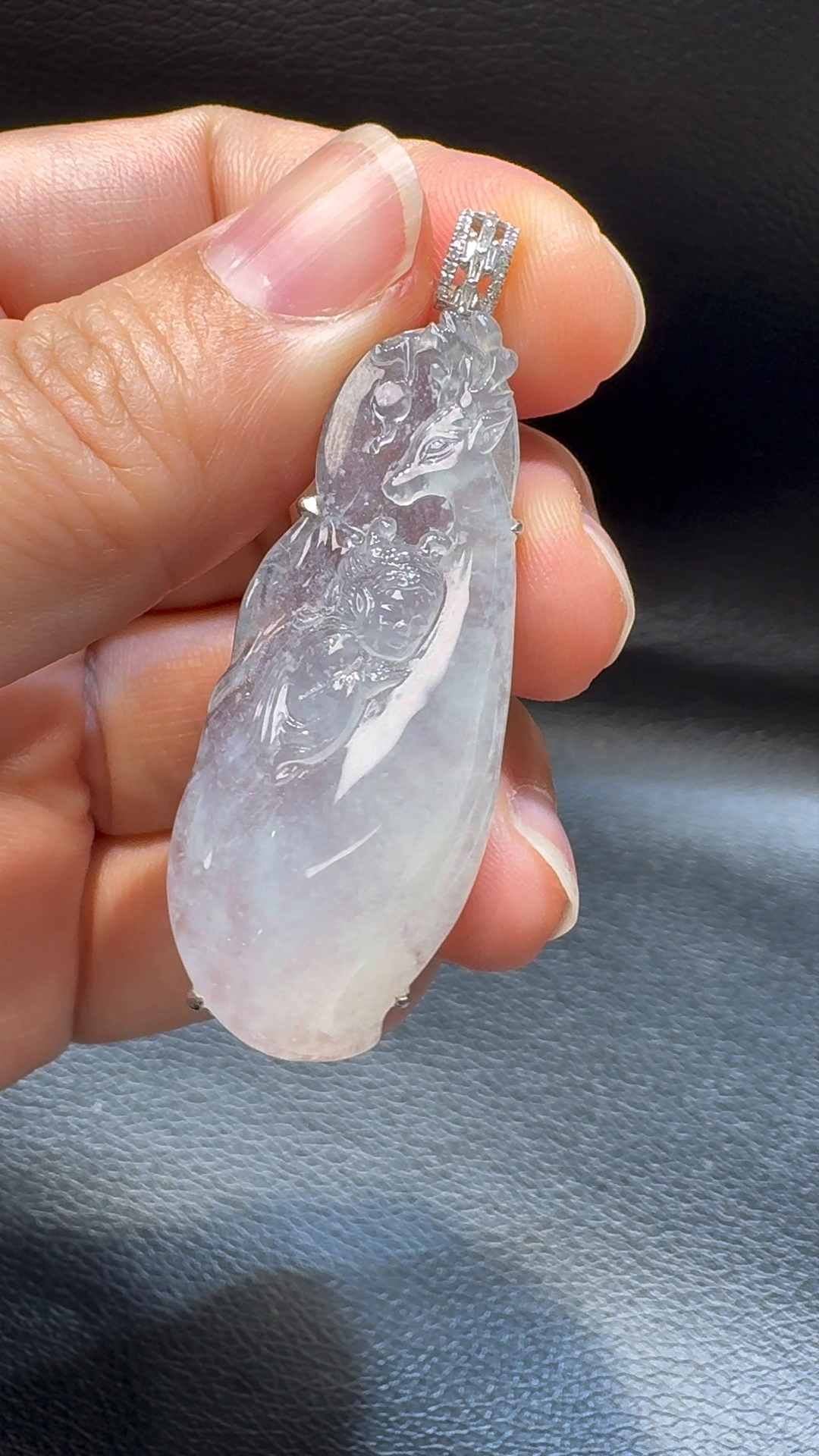 18K翡翠A貨玉器觀音翡翠吊墜 整個52-18-9.4mm 4 18K翡翠A貨玉器觀音翡翠吊墜 整個52-18-9.4mm - Image 4