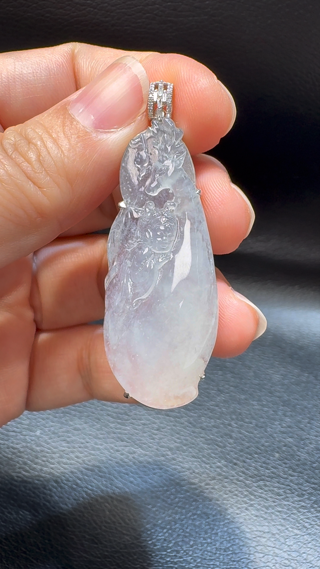 18K翡翠A貨玉器觀音翡翠吊墜 整個52-18-9.4mm 5 18K翡翠A貨玉器觀音翡翠吊墜 整個52-18-9.4mm - Image 5