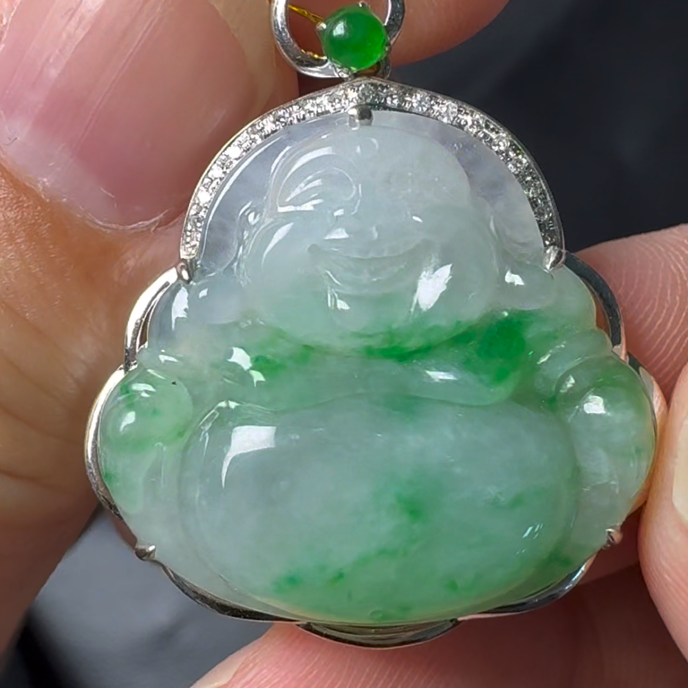 翡翠直播#5-18K白金鑽石佛公吊墜