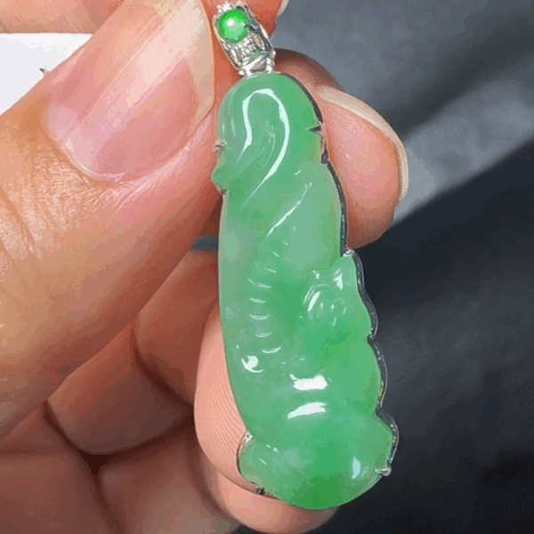 翡翠直播#15-18k白金翡翠鳳凰吊墜